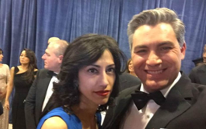A picture of Jim and Huma Abedin from red carpet.