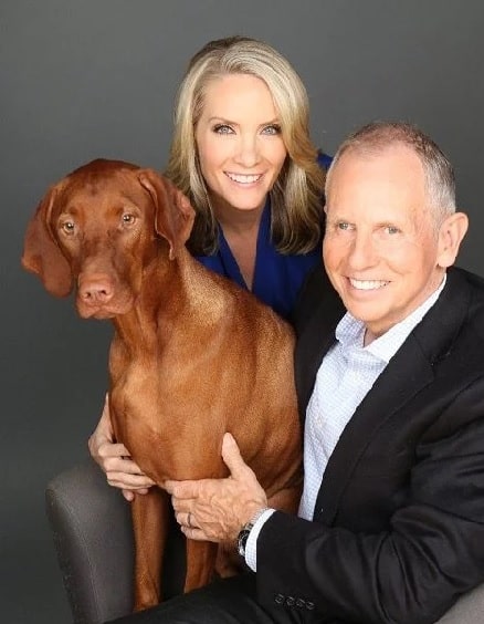 Peter McMahon and his wife Dana Perino with their dog Jasper.