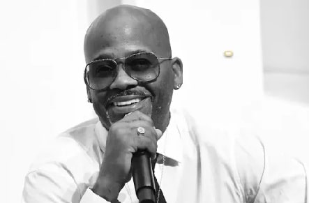 A black and white picture of Damon Dash.