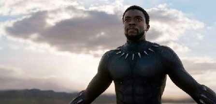 Chadwick Boseman as T'Challa in Black Panther.