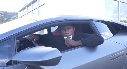 Hopsin in his first grey Lamborghini.