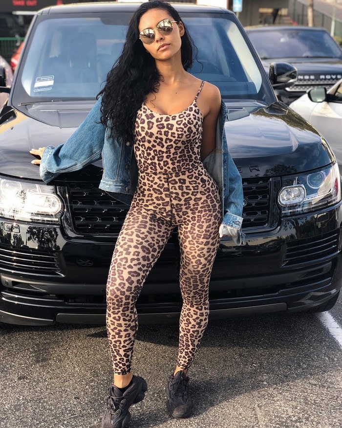 Shaniece Lozada in front of her range rover.