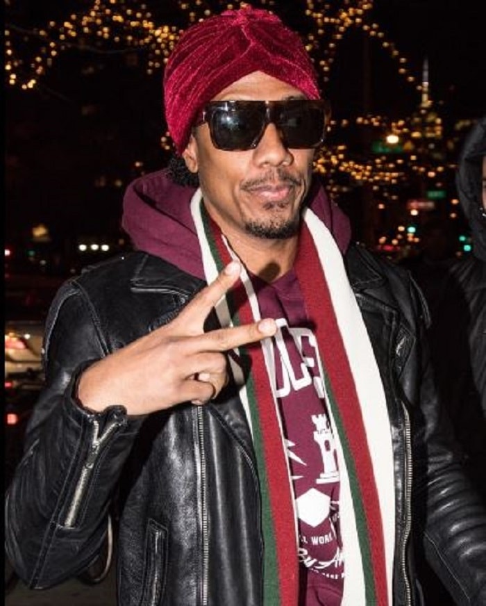 Nick Cannon in a velvet red turban