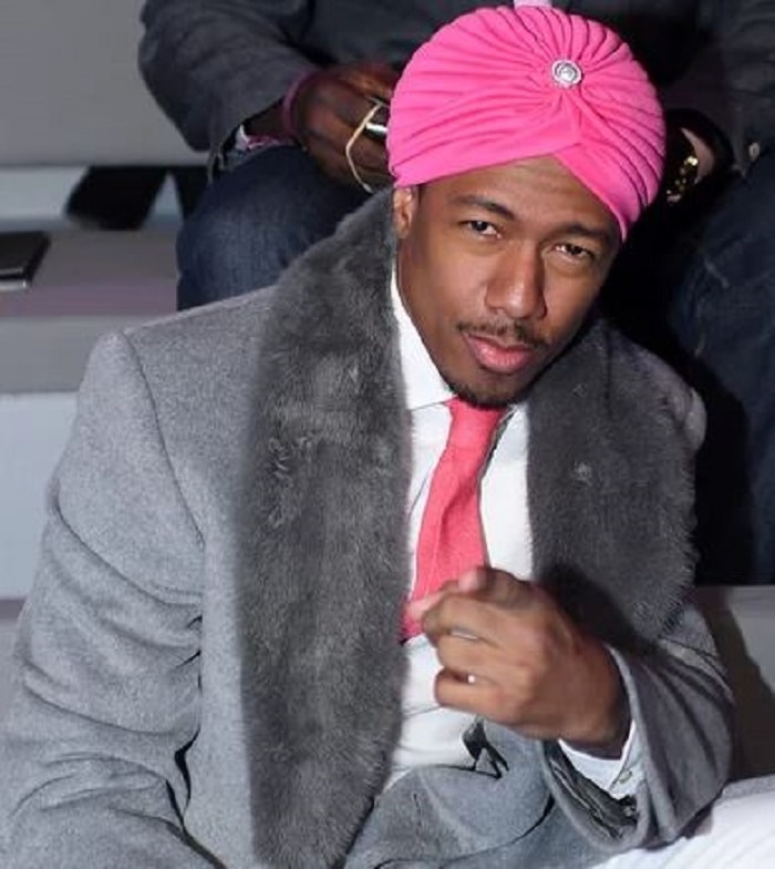 Nick Cannon in a hot pink turban