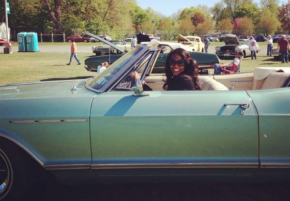 Nichole Galicia driving Buick Lesabre.