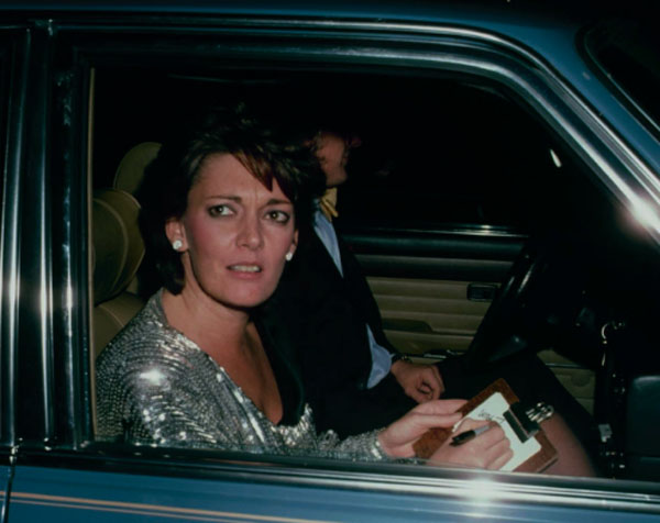 Sarah Douglas caught on camera with a blue-colored car.