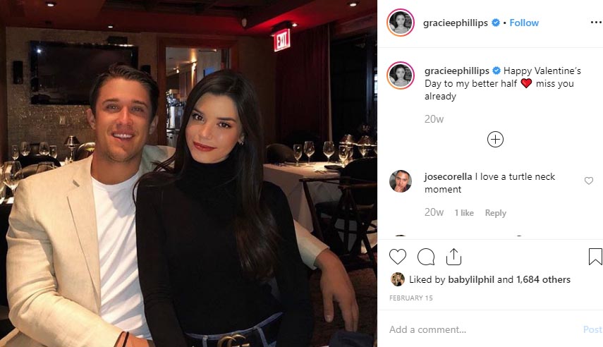 Grace Phillips posting a picture of her self with mistress boyfriend to wish 'Happy valentine day'.