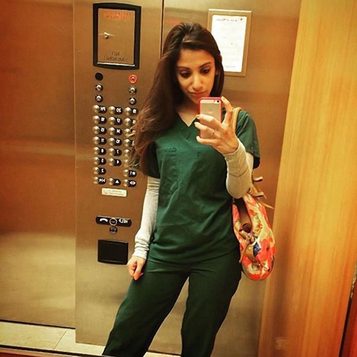 Anjali Ramkissoon in a doctor's outfit before she got viral.