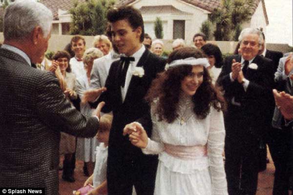 Lori Anne Allison and Johnny Deep marriage photo.