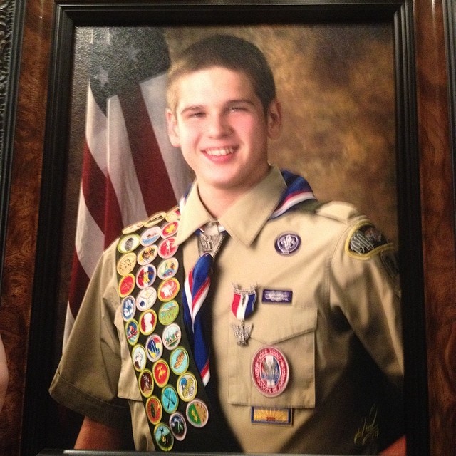 Matthew wearing his Eagle Scout uniform.