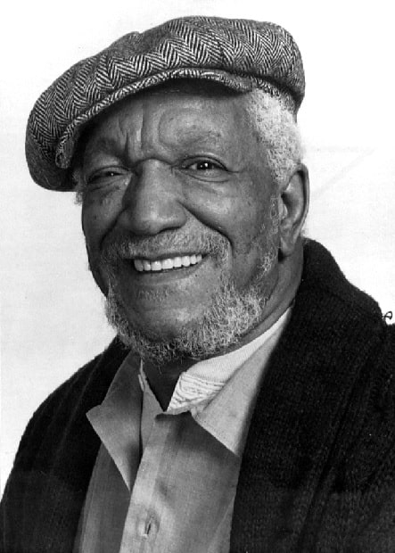 A black and white picture of Redd Foxx.