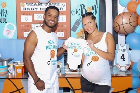 Tomasina Parrott and Larenz Tate on the baby shower of their fourth child.