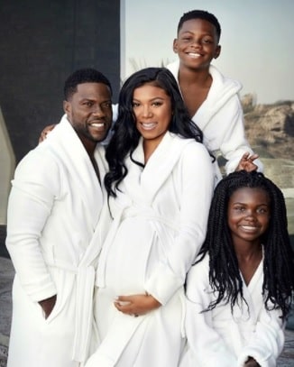 Kevin Hart with his wife Eniko Parrish and their children.