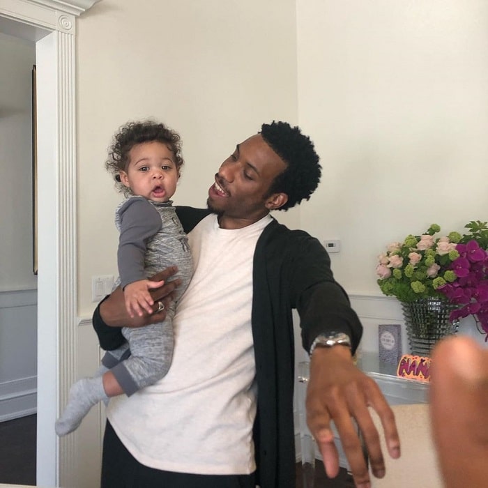 Broderick with one of his nephew Ezra Harvey.