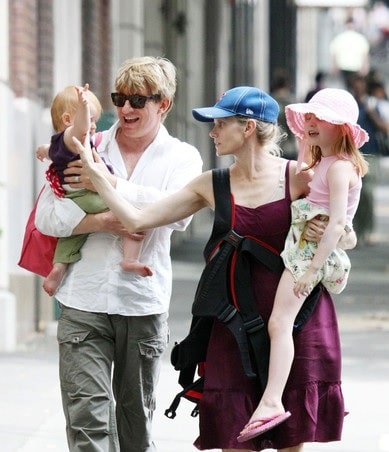 David Wenham with his wife Kate Agnew and two children Eliza and Millie Wenham.