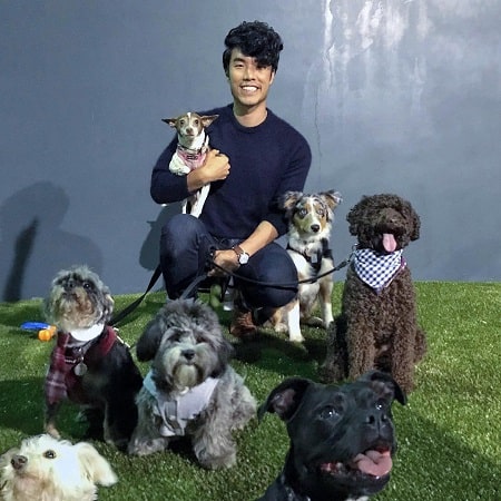 Eugene Lee Yang in the dog park on his birthday. 