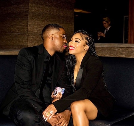 Brooke Valentine with her fiancee Marcus Black.