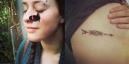 A picture of Chloe Reinhart with her piercing and tattoo.
