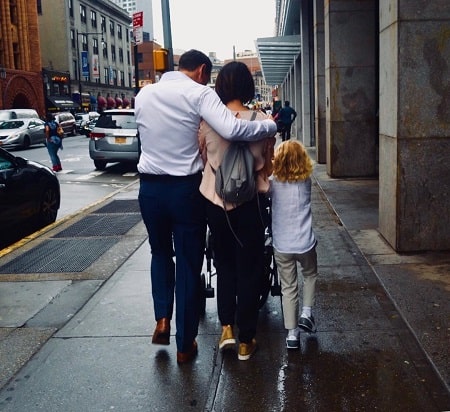 Caspian Feild with his parents and baby brother after the adoption.