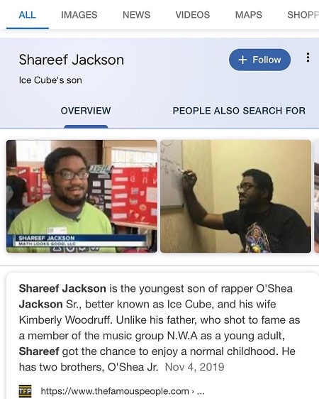 Shareef Jackson who has posted the above picture in his Instagram claiming he is not real Ice Cube's son.