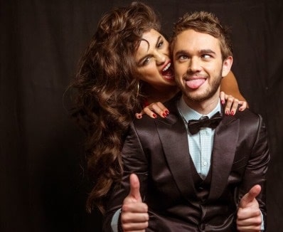 Zedd with Selena Gomez during their photshoots.