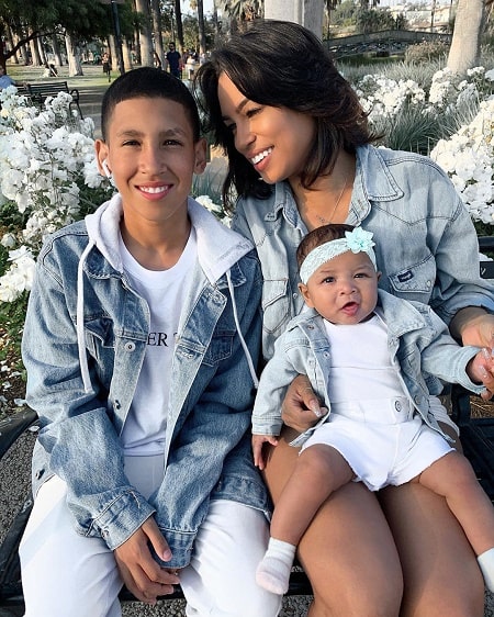 Zashia Santiago with her son Isaiah and Harmony Odell.