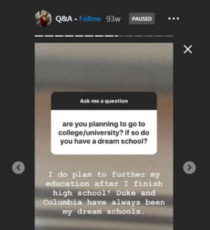 Isabella replying her fan question Via her Instagram