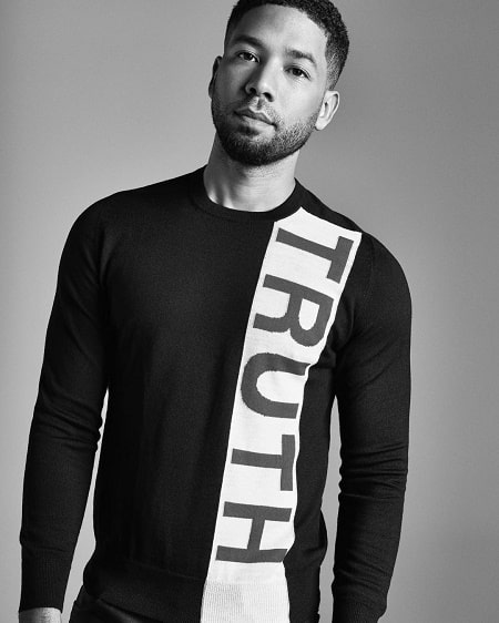 A black and white picture of A picture of Jussie Smollett.