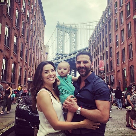 A picture of Santiago Enrique Bastón with his parents Eva Longoria and José Bastón.