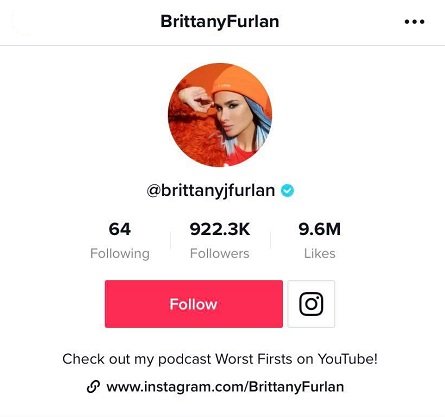  Brittany Furlan's TikTok Account Information