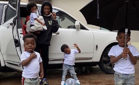 Kayden Gaulden with his father and three brothers. 