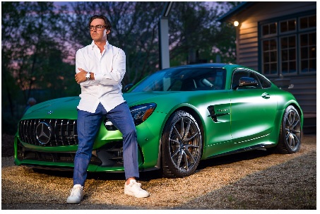 Rickie Fowler with his Mercedes Benz.
