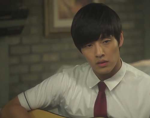 Kang Haneul for his role in musical in a school uniform with his guitar