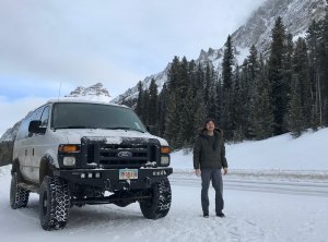 Glenn Villeneuve heading towards the countryside in his Van