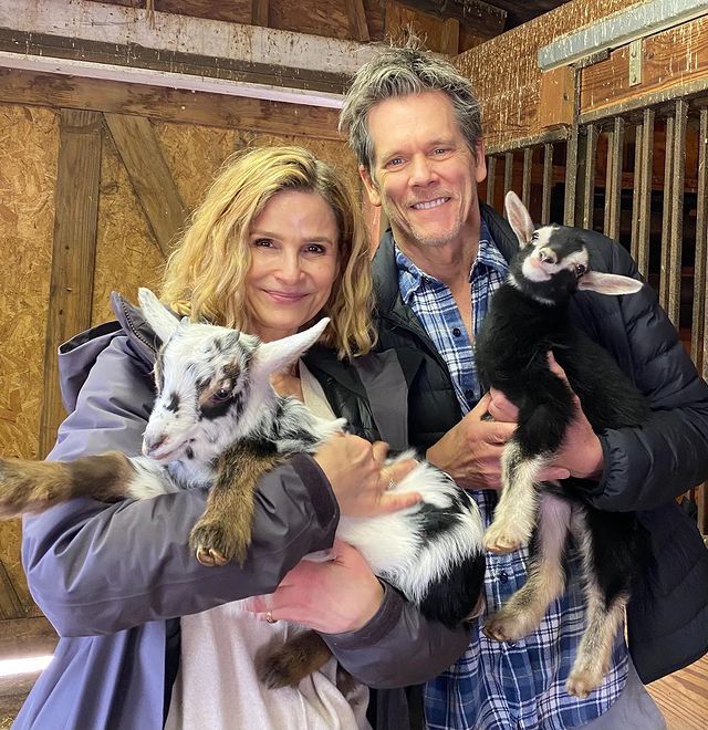 Kevin Bacon and his wife Kyra Sedgwick in their farm house