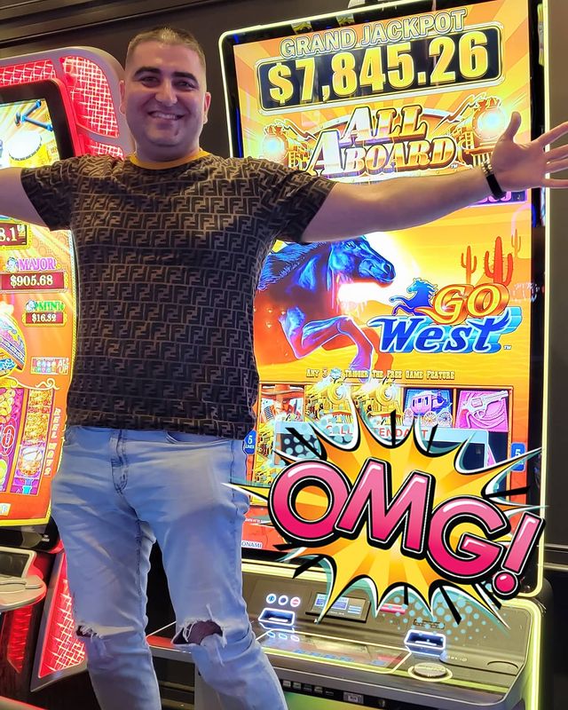 Narek Gharibyan celebrating his mega win Jackpot in slot machine