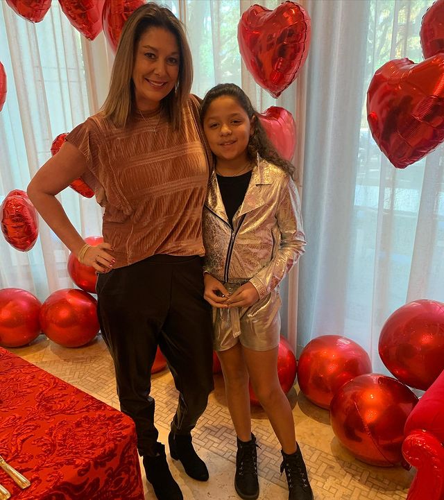 Mia Randall with her mother Randi Mahomes celebrating valentines day