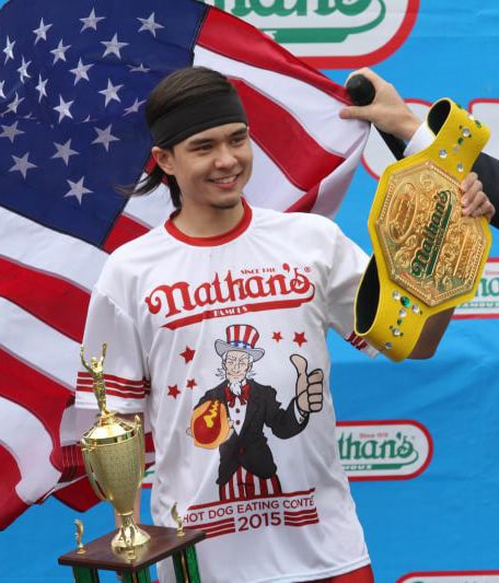 Matt Stonie taking his award as Nathan's competitive eater