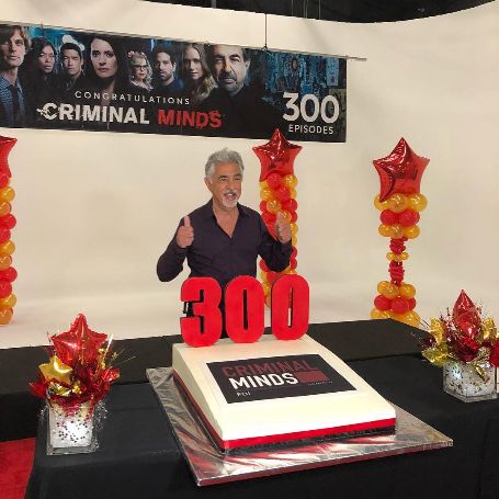 Joe Mantegna celebrating Criminal Minds 300 episodes.