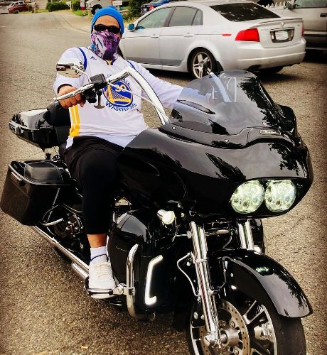 Sam Fatu riding his motor bike. 