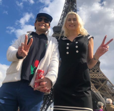 Corey Feldman and his wife, Courtney Anne Mitchell posing for a photo shoot. 